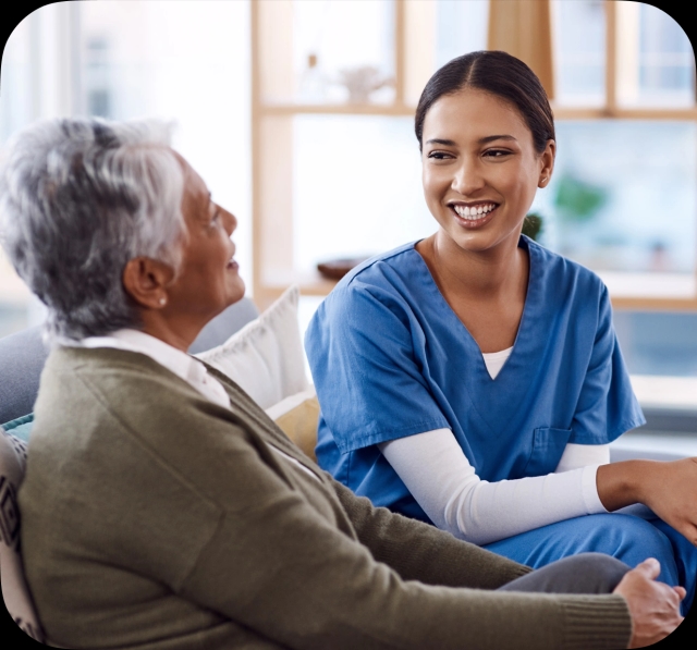 A female nurse smile happily.
