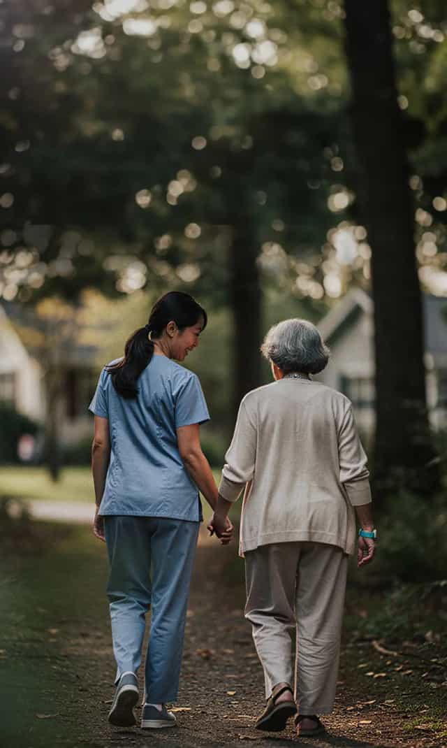 A closeup of a nurse and patients hands.